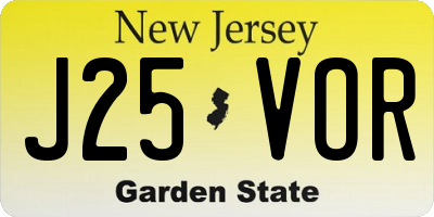 NJ license plate J25VOR