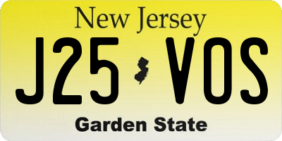 NJ license plate J25VOS