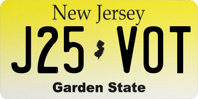 NJ license plate J25VOT