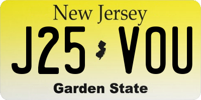 NJ license plate J25VOU