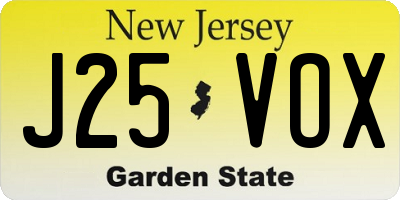 NJ license plate J25VOX