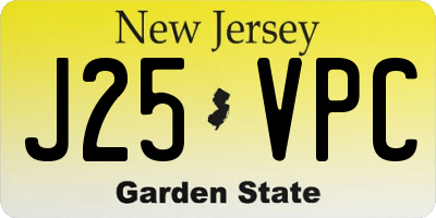 NJ license plate J25VPC