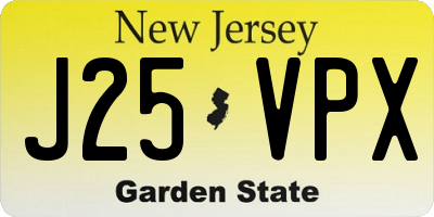NJ license plate J25VPX