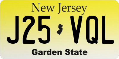 NJ license plate J25VQL