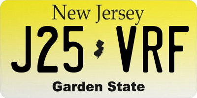 NJ license plate J25VRF