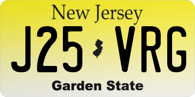 NJ license plate J25VRG