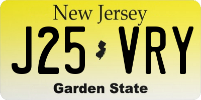 NJ license plate J25VRY