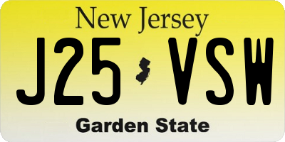 NJ license plate J25VSW