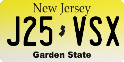 NJ license plate J25VSX