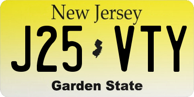 NJ license plate J25VTY