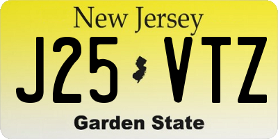 NJ license plate J25VTZ