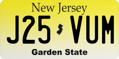 NJ license plate J25VUM