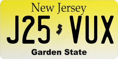 NJ license plate J25VUX