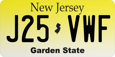 NJ license plate J25VWF