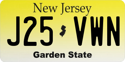 NJ license plate J25VWN