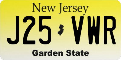 NJ license plate J25VWR