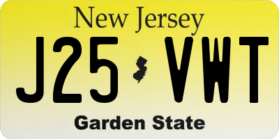 NJ license plate J25VWT