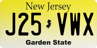 NJ license plate J25VWX