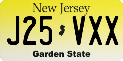 NJ license plate J25VXX
