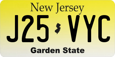 NJ license plate J25VYC