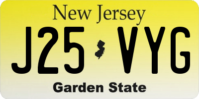 NJ license plate J25VYG