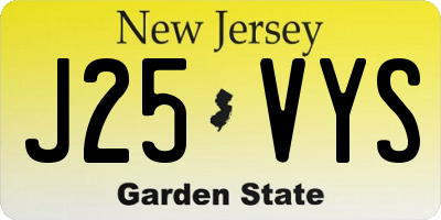 NJ license plate J25VYS