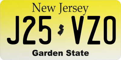 NJ license plate J25VZO