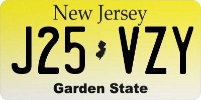 NJ license plate J25VZY