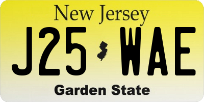 NJ license plate J25WAE