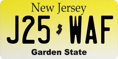NJ license plate J25WAF