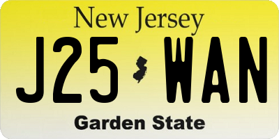 NJ license plate J25WAN