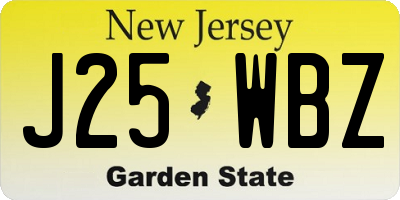 NJ license plate J25WBZ