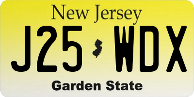 NJ license plate J25WDX