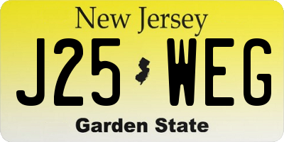 NJ license plate J25WEG