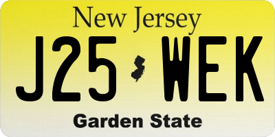 NJ license plate J25WEK