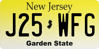 NJ license plate J25WFG