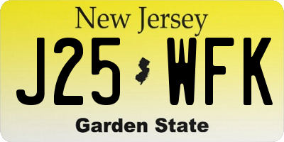 NJ license plate J25WFK
