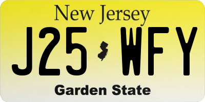 NJ license plate J25WFY