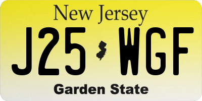 NJ license plate J25WGF