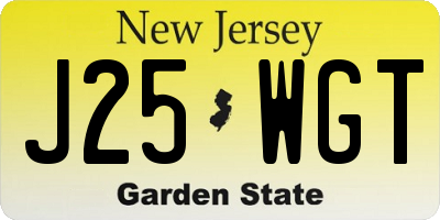 NJ license plate J25WGT