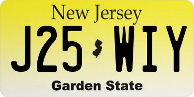 NJ license plate J25WIY