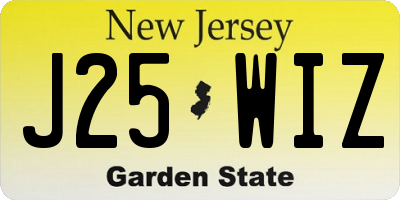 NJ license plate J25WIZ