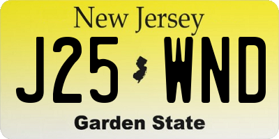 NJ license plate J25WND
