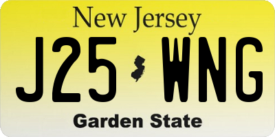 NJ license plate J25WNG