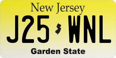 NJ license plate J25WNL