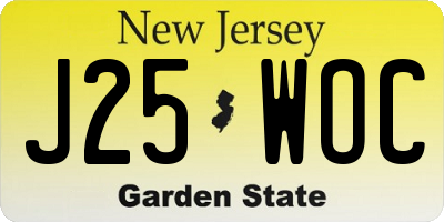 NJ license plate J25WOC