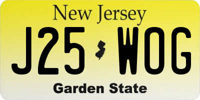 NJ license plate J25WOG