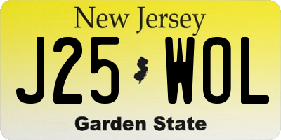 NJ license plate J25WOL