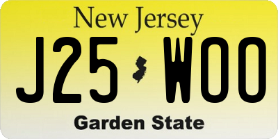NJ license plate J25WOO