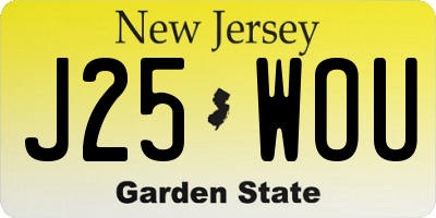 NJ license plate J25WOU